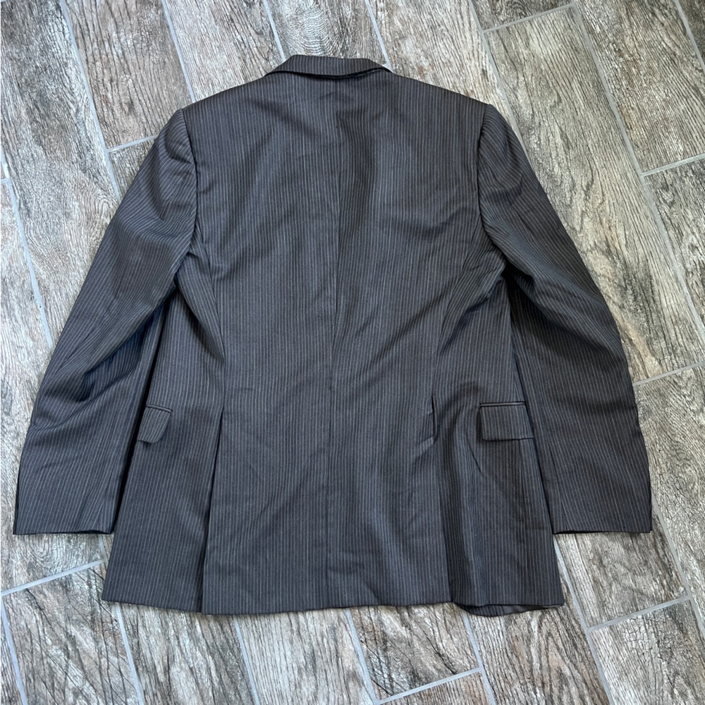 Burberry London Pinstriped Blazer, Brown Blue, 100% Wool, Men’s Size 40 Long - Picture 3 of 15